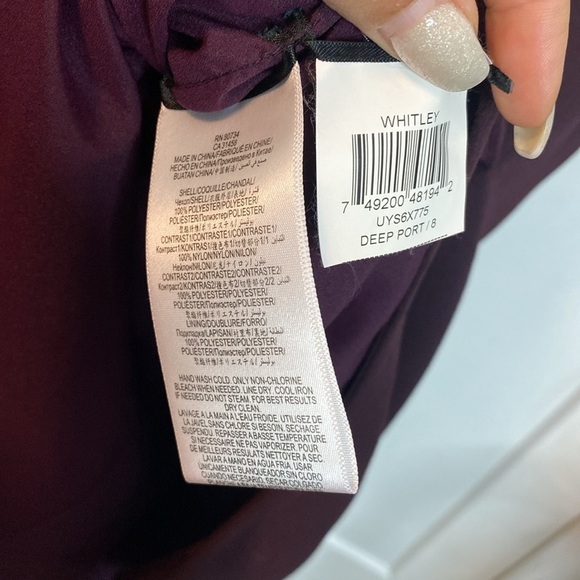 BCBG MaxAzria | Whitley Mesh & Lace burgundy merlot coloured peplum dress sz 8 - Picture 2 of 6